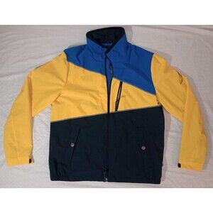 Nautica Sailing Windbreaker Jacket Blue/Yellow Diagonal - Men Large 2000s/2010s